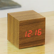 Cube Click Alarm Clock by Gingko Clocks Gingko Teak/Red LED 
