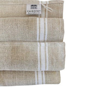 French Monogramme Striped Border Linen Dish Towel by Thieffry Freres & Cie Linen Thieffry Freres & Cie White 