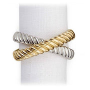 Deco Twist Napkin Jewels Napkin Rings, Set of 4 by L'Objet Napkin Rings L'Objet Platinum+Gold 