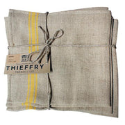 French Monogramme Linen Napkins by Thieffry Freres & Cie Linen Thieffry Freres & Cie Yellow 