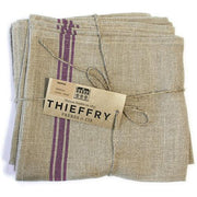 French Monogramme Linen Napkins by Thieffry Freres & Cie Linen Thieffry Freres & Cie Plum 