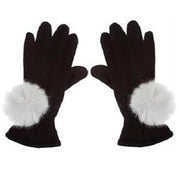 Faux Fur PomPom Gloves by Evelyne Prelonge Paris Scarves Evelyne Prelonge White 