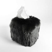 Faux Fur Tissue Box Cover, Square or Rectangle by Evelyne Prelonge Paris Tissue Box Evelyne Prelonge Anthracite Grey SALE Square 