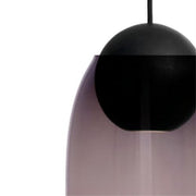 Liuku Pendant Lamp, Ball, Black, 4.7" by Maija Puoskari for Mater Lighting Mater Pendant & Violet Gradient Glass Shade 