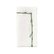 Bamboo Linen Napkins, Set of 4, 21” by Kim Seybert Cloth Napkins Kim Seybert White/Green/Gold 