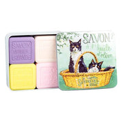 White and Black Cat Tin Box Soap Set of 4 x 100g Gift Box by La Savonnerie de Nyons Bar Soaps La Savonnerie de Nyons 