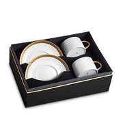 Corde Tea Cup & Saucer, Gift Box of 2 by L'Objet Dinnerware L'Objet Gold 