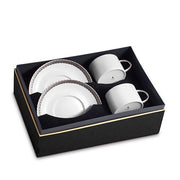 Corde Tea Cup & Saucer, Gift Box of 2 by L'Objet Dinnerware L'Objet Platinum 