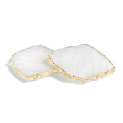 Kivita Quartz and Gold or Silver Coasters, set of 2 by ANNA New York Coasters Anna Crystal & Gold 