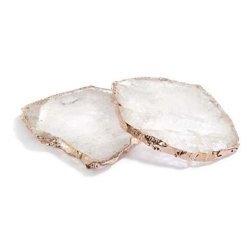 Anna New York Kivita Quartz and Gold or Silver Coasters, set of 2