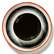 Dé Porcelain Espresso Cup, Off-White/Black Var B, 2.7 oz. Set of 2 by Ann Demeulemeester for Serax Dinnerware Serax 