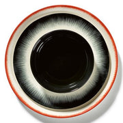 Dé Porcelain High Plate, Off-White/Black Var A, Set of 2 by Ann Demeulemeester for Serax Dinnerware Serax 