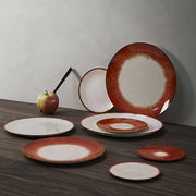Dé Porcelain Plate, Off White/Red Var 2, Set of 2 by Ann Demeulemeester for Serax Dinnerware Serax 