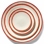 Dé Porcelain Plate, Off White/Red Var 5, Set of 2 by Ann Demeulemeester for Serax Dinnerware Serax 