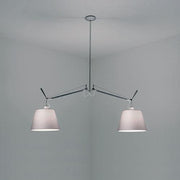 Tolomeo Double Shade Suspension Lamp by Michele de Lucchi for Artemide Lighting Artemide 10" Silver Fiber 