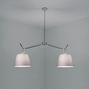 Tolomeo Double Shade Suspension Lamp by Michele de Lucchi for Artemide Lighting Artemide 12" Silver Fiber 