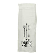 Amusing Tea or Kitchen Flour Sack Towels by Twisted Wares CLEARANCE Tea Towel Twisted Wares Eat Drink Smile 