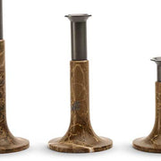 Candleholder by Valerie Chomarat for When Objects Work Candleholder When Objects Work 7" h.; 4.7" base with 2.3" holder Emperador Marble/Bronze 
