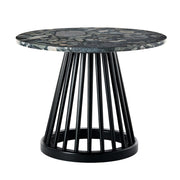 Fan Round Table, Black Base Pebble Marble Top by Tom Dixon Table Tom Dixon 23.6" Dia. Top 