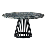 Fan Round Table, Black Base Pebble Marble Top by Tom Dixon Table Tom Dixon 35.4" Dia. Top 
