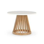 Fan Round Table, Natural Base White Marble Top by Tom Dixon Table Tom Dixon 23.6" Dia. Top 