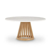 Fan Round Table, Natural Base White Marble Top by Tom Dixon Table Tom Dixon 35.4" Dia. Top 