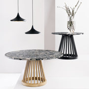 Fan Round Table, Black Base Pebble Marble Top by Tom Dixon Table Tom Dixon 
