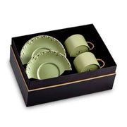 Haas Mojave Porcelain Tea Cup & Saucer, Matcha + Gold, Set of 2 by L'Objet Coffee & Tea Cups L'Objet 