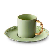 Haas Mojave Porcelain Espresso Cup & Saucer, Matcha + Gold, 4 oz. by L'Objet Coffee & Tea Cups L'Objet 