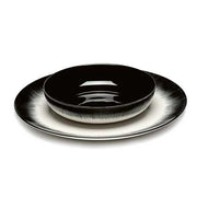 Dé Porcelain High Plate, Off-White/Black Var A, Set of 2 by Ann Demeulemeester for Serax Dinnerware Serax 
