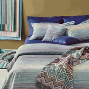 Jill Queen Blue Cotton Flat Sheet by Missoni Home CLEARANCE Bed Sheets Missoni CLEARANCE 