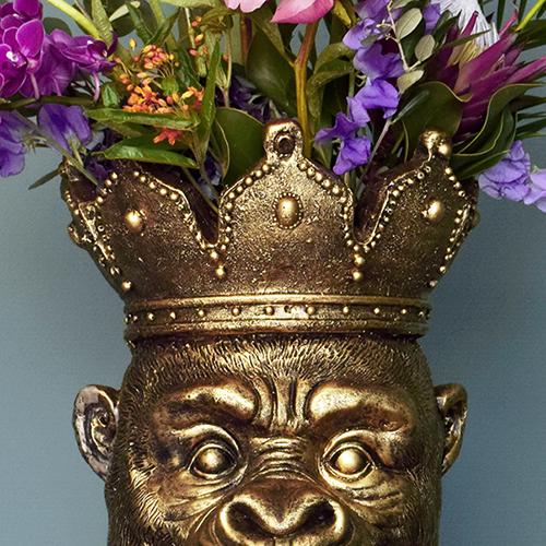 crown planter pot Monkey Kong Head Planter, 15.6"