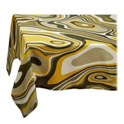 Green & Yellow Waves Linen Sateen Tablecloth by L'Objet Tablecloths L'Objet 