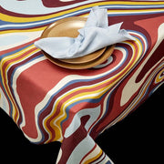 Multi-Color Waves Linen Sateen Tablecloth by L'Objet Tablecloths L'Objet 