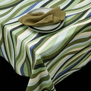 Blue & Green Linen Sateen Landscape Tablecloth by L'Objet Tablecloths L'Objet 