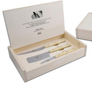 No. 425 Versatile Cheese Knife 3 Piece Set with White Lucite Handles in Wooden Box by Berti Knive Set Berti 