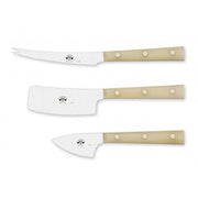No. 425 Versatile Cheese Knife 3 Piece Set with White Lucite Handles in Wooden Box by Berti Knive Set Berti 