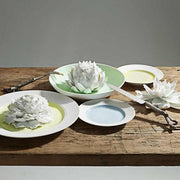 Lotos White Bisque Aqua Salad or Dessert Plate, 8.7" by Wolfgang von Wersin for Nymphenburg Porcelain Dinnerware Nymphenburg Porcelain 