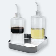Stile Oil & Vinegar Set, Stainless Steel, 5.9" by Pininfarina and Mepra Condiment Set Mepra Oil & Vinegar Set with Tray 