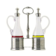 Pewter Topped Oil & Vinegar Cruet with Caddy Set by Match Pewter Kitchen Match 1995 Pewter 