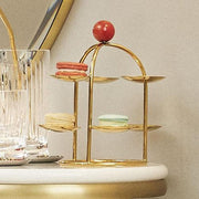 Penelope Pastry Stand 6 Small Dishes, PVD Gold with Carnelian Red by Sambonet Dinnerware Sambonet 