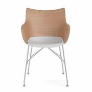 Q/Wood Chair by Philippe Starck for Kartell Chair Kartell Basic Veneer Light Wood White Seat Chrome 