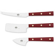 No. 445 Italian Versatile Cheese Knife 3 Piece Set with with Red Lucite Handles by Berti Knive Set Berti 
