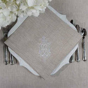 Embroidered Royal Linen Napkin, 22", set of 6 by Crown Linen Designs Cloth Napkins Crown Linen Designs Flax 