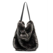 Faux Fur Shoulder Bag by Evelyne Prelonge Paris Tote Bag Evelyne Prelonge Anthracite Grey 
