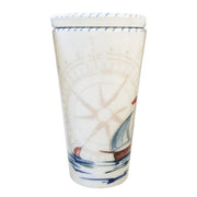 Sailboat Ceramic Glass with Lid/Coaster, 6", Set of 4 by Abbiamo Tutto Dinnerware Abbiamo Tutto 