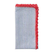 Seersucker Striped Cotton Napkins, Set of 4, 21” by Kim Seybert Cloth Napkins Kim Seybert Navy/Red 
