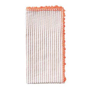 Seersucker Striped Cotton Napkins, Set of 4, 21” by Kim Seybert Cloth Napkins Kim Seybert Natural/Orange 