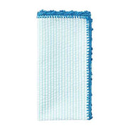Seersucker Striped Cotton Napkins, Set of 4, 21” by Kim Seybert Cloth Napkins Kim Seybert Seafoam/Blue 