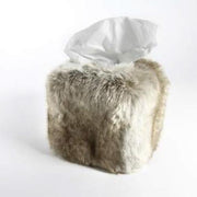 Faux Fur Tissue Box Cover, Square or Rectangle by Evelyne Prelonge Paris Tissue Box Evelyne Prelonge Latte Square 